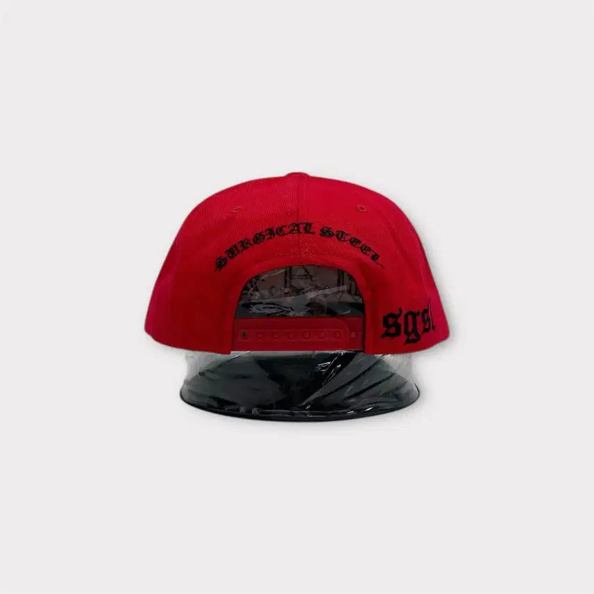 [BUNJANG] Surgical Steel M.A.D Big Embroidery Snapback Red / 써지컬 스틸 M.A.D 빅 자수 스냅백 레드 (1688)