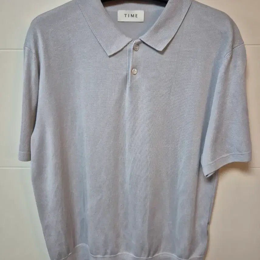 [SOLD OUT] (100) 타임옴므 화이트그레이 실크 카라티셔츠