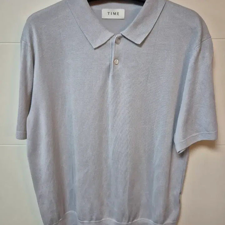 [SOLD OUT] (100) 타임옴므 화이트그레이 실크 카라티셔츠