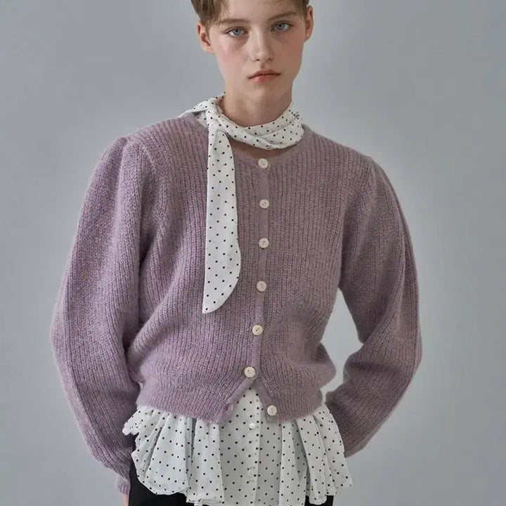 [BUNJANG] Without Summer Dot Scarf Blouse Ivory / (새상품)위드아웃썸머 도트 스카프 블라우스 땡땡이 셔츠 아이보리