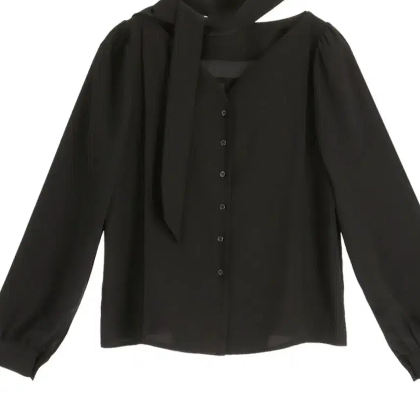 [BUNJANG] Black Ribbon Blouse / 블랙 리본 블라우스 퍼프 긴팔