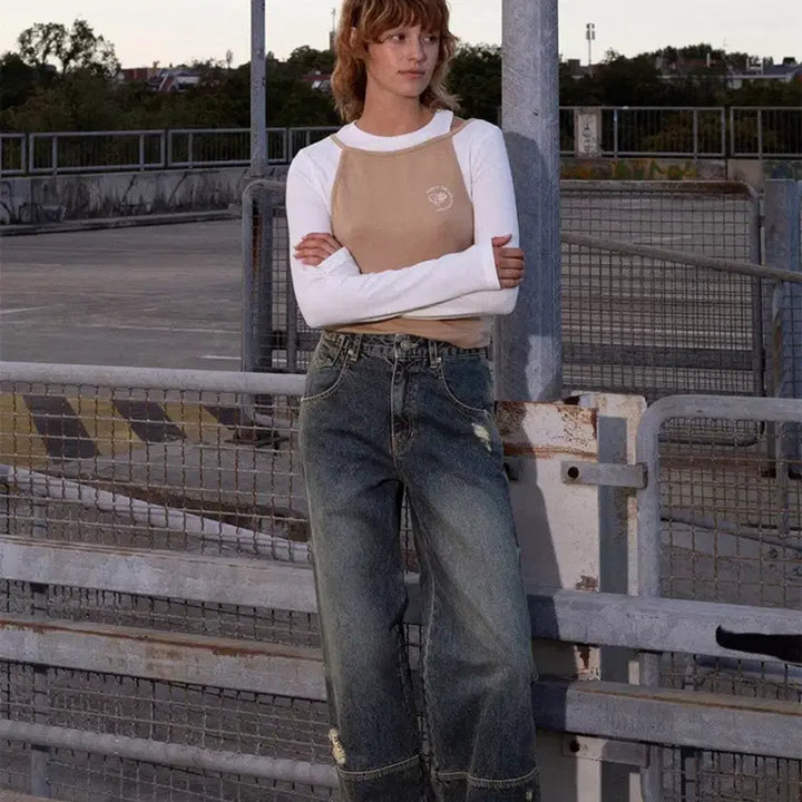 [BUNJANG] RIIZE Vintage Wash Wide Denim Pants / 레이브 빈티지 워싱 와이드 데님 팬츠