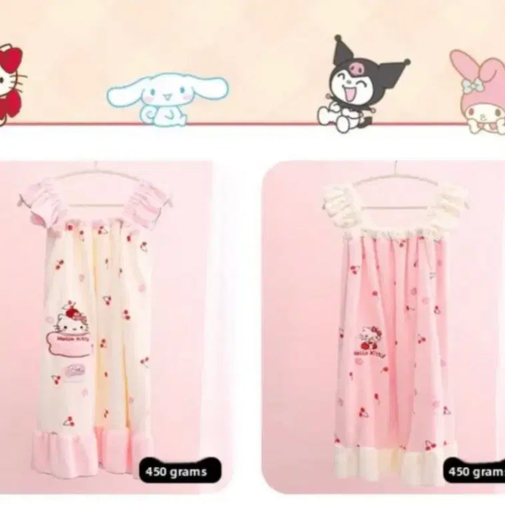[BUNJANG] Hello Kitty Cherry Shower Robe / [새상품] 헬로키티 체리 원피스형 샤워가운