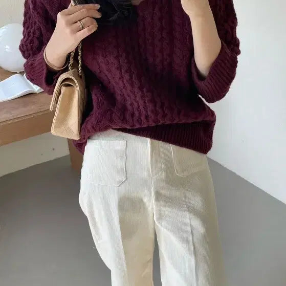 [BUNJANG] Songlabel Superfine Wool Cable Knit Sweater / 쏭라벨 슈퍼파인 울 케이블 니트