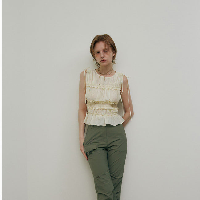 [BUNJANG] RAIVE Shirring Blouse (YELLOW) / RAIVE 셔링 블라우스 (01S/YELLOW)