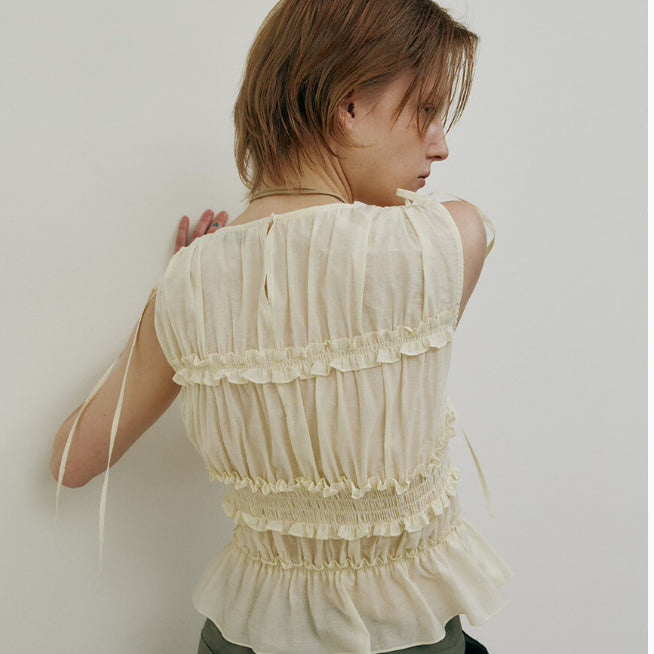 [BUNJANG] RAIVE Shirring Blouse (YELLOW) / RAIVE 셔링 블라우스 (01S/YELLOW)