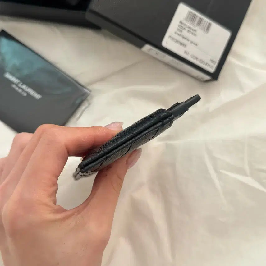 [BUNJANG] Saint Laurent Matelassé Card Holder Gold Black / 생로랑 마틀라쎄 카드 지갑 홀더 금장 블랙