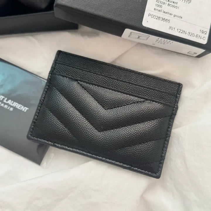 [BUNJANG] Saint Laurent Matelassé Card Holder Gold Black / 생로랑 마틀라쎄 카드 지갑 홀더 금장 블랙