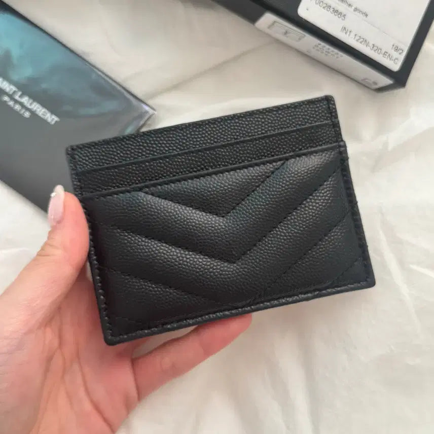 [BUNJANG] Saint Laurent Matelassé Card Holder Gold Black / 생로랑 마틀라쎄 카드 지갑 홀더 금장 블랙