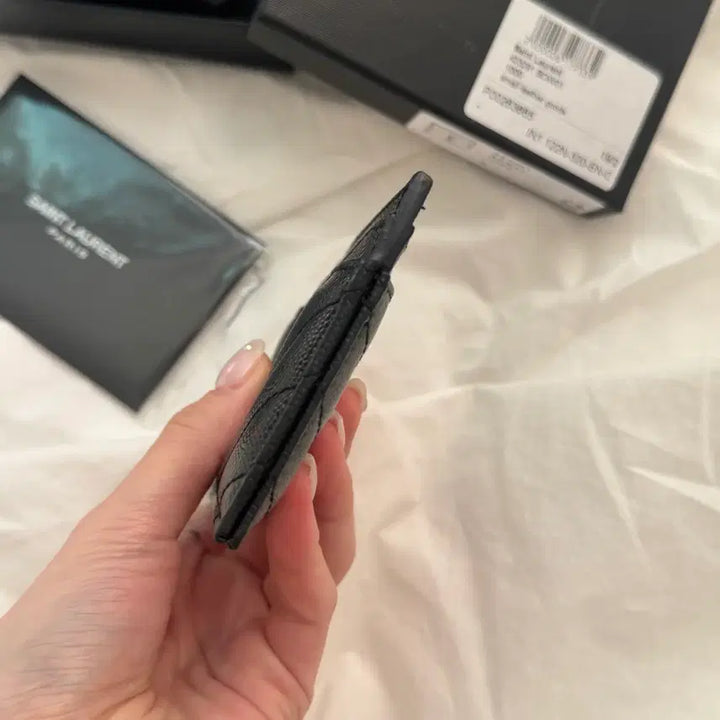 [BUNJANG] Saint Laurent Matelassé Card Holder Gold Black / 생로랑 마틀라쎄 카드 지갑 홀더 금장 블랙