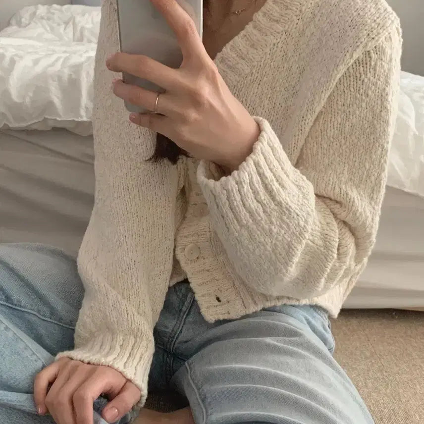 [BUNJANG] Mulet Ivory Cotton Cardigan / 뮤렛 코튼 가디건 아이보리 메리엔