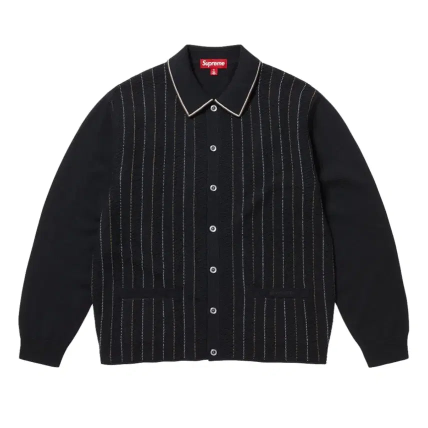 [BUNJANG] Supreme Stripe Knit Cardigan Black L / 슈프림 스트라이프 니트 가디건 블랙 L
