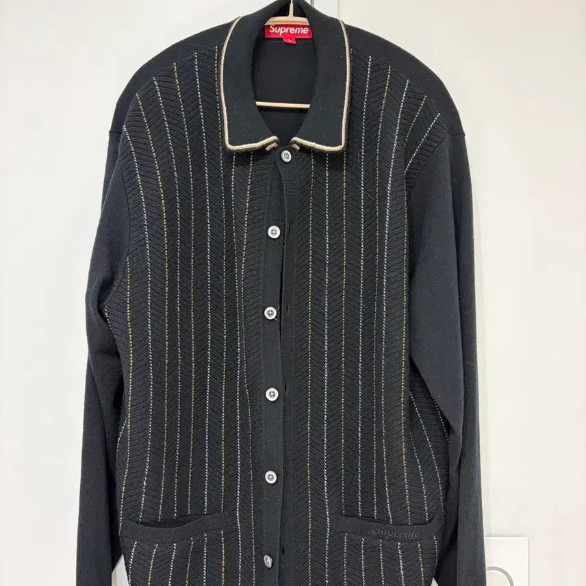 [BUNJANG] Supreme Stripe Knit Cardigan Black L / 슈프림 스트라이프 니트 가디건 블랙 L