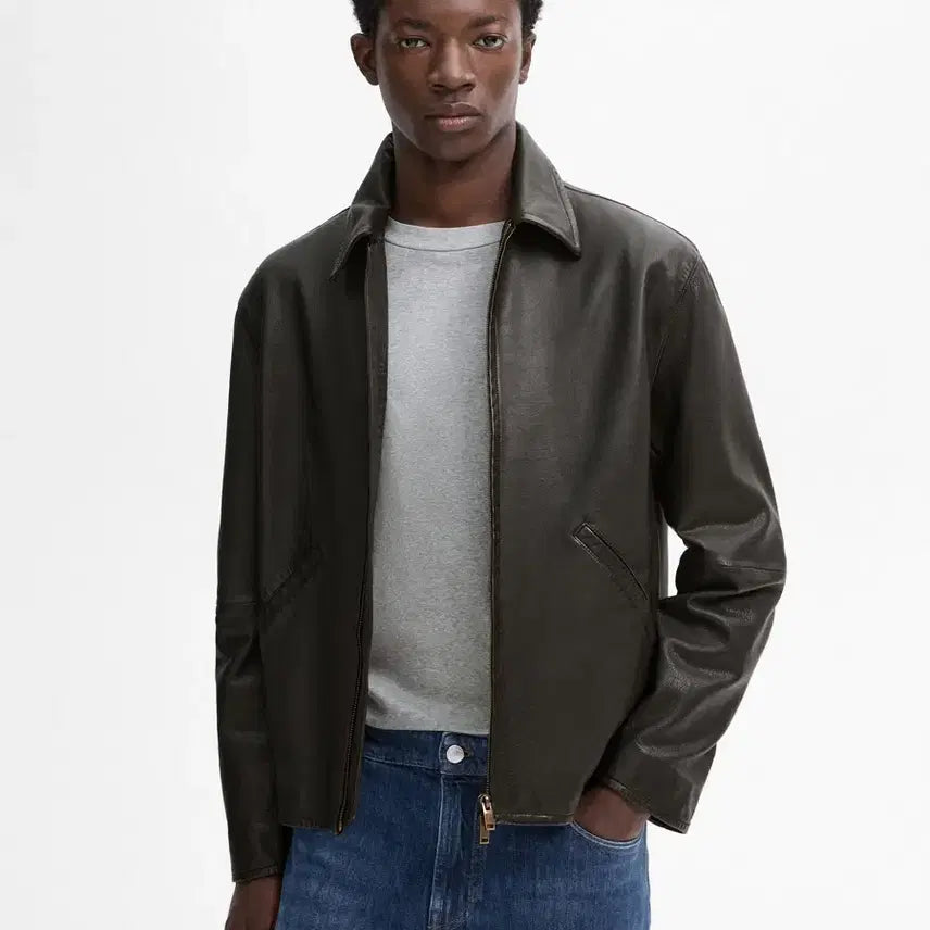 [BUNJANG] Massimo Dutti Men's Leather Jacket Dark Brown / 마시모두띠 남성 가죽자켓 다크 브라운