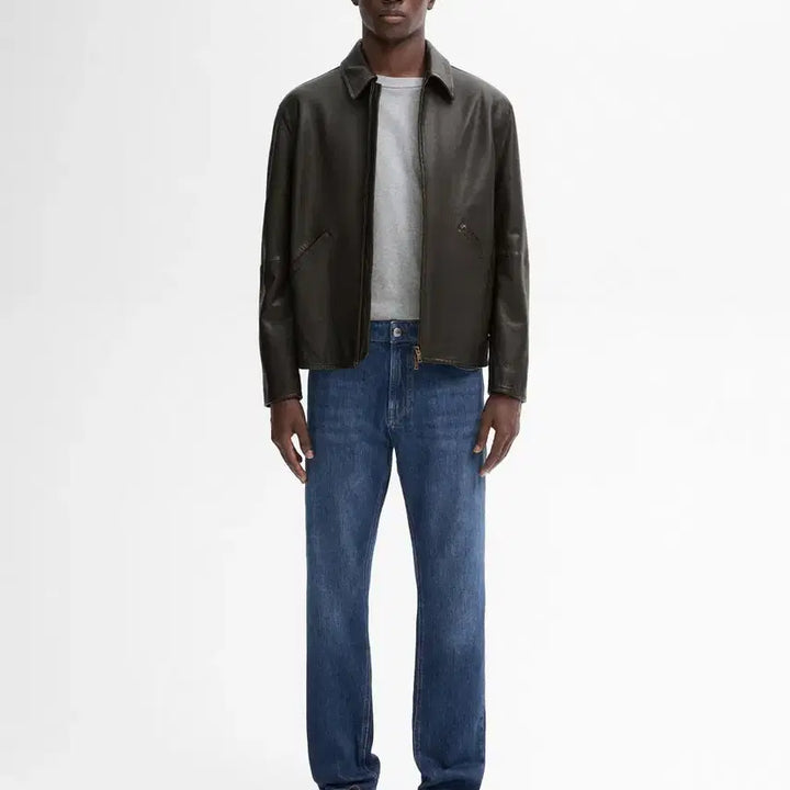 [BUNJANG] Massimo Dutti Men's Leather Jacket Dark Brown / 마시모두띠 남성 가죽자켓 다크 브라운