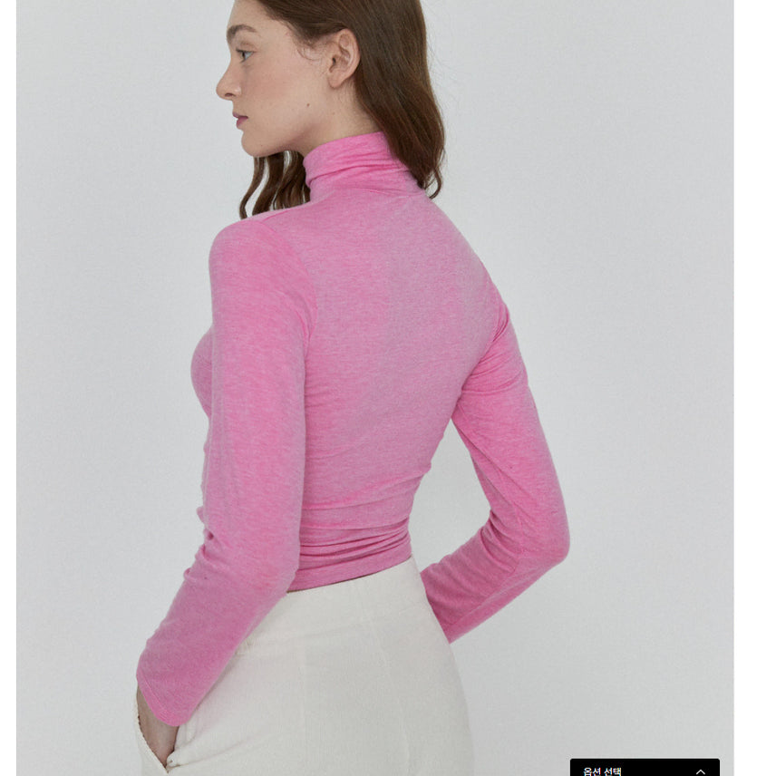 [BUNJANG] LOYAL DECIDE Vivid Pink Turtleneck T-shirt / LOYAL DECIDE 울 터틀넥T (FREE/vivid PINK)