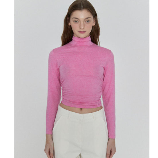 [BUNJANG] LOYAL DECIDE Vivid Pink Turtleneck T-shirt / LOYAL DECIDE 울 터틀넥T (FREE/vivid PINK)
