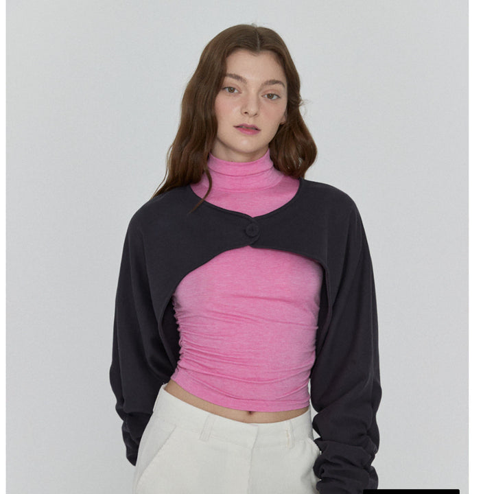 [BUNJANG] LOYAL DECIDE Vivid Pink Turtleneck T-shirt / LOYAL DECIDE 울 터틀넥T (FREE/vivid PINK)