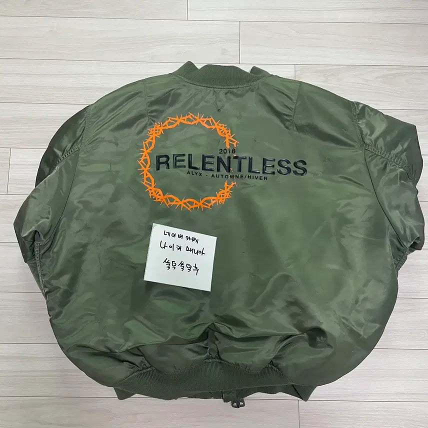 [BUNJANG] ALEX X ALPHA RELENTLESS MA-1 Bomber Jacket / [XL] 알릭스 X 알파 릴렌트리스 ma-1 항공 봄버 잠바 카키컬러