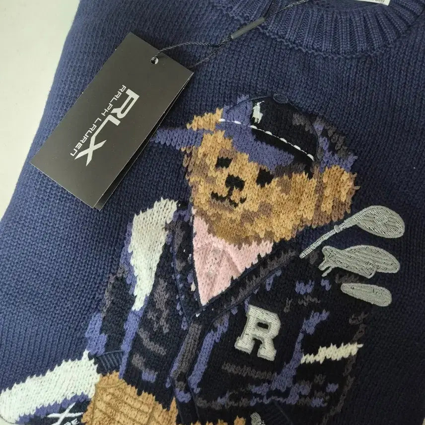 [BUNJANG] RLX Ralph Lauren Bear Knit Navy XL / RLX 랄프로렌  베어 니트 네이비 XL (새상품)