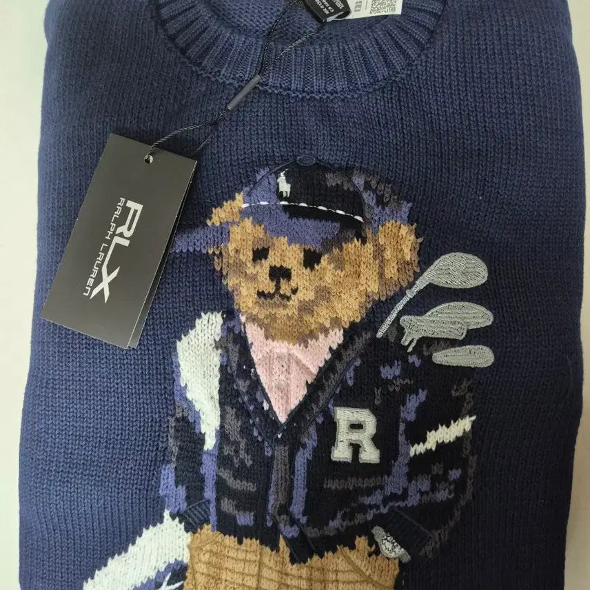 [BUNJANG] RLX Ralph Lauren Bear Knit Navy XL / RLX 랄프로렌  베어 니트 네이비 XL (새상품)