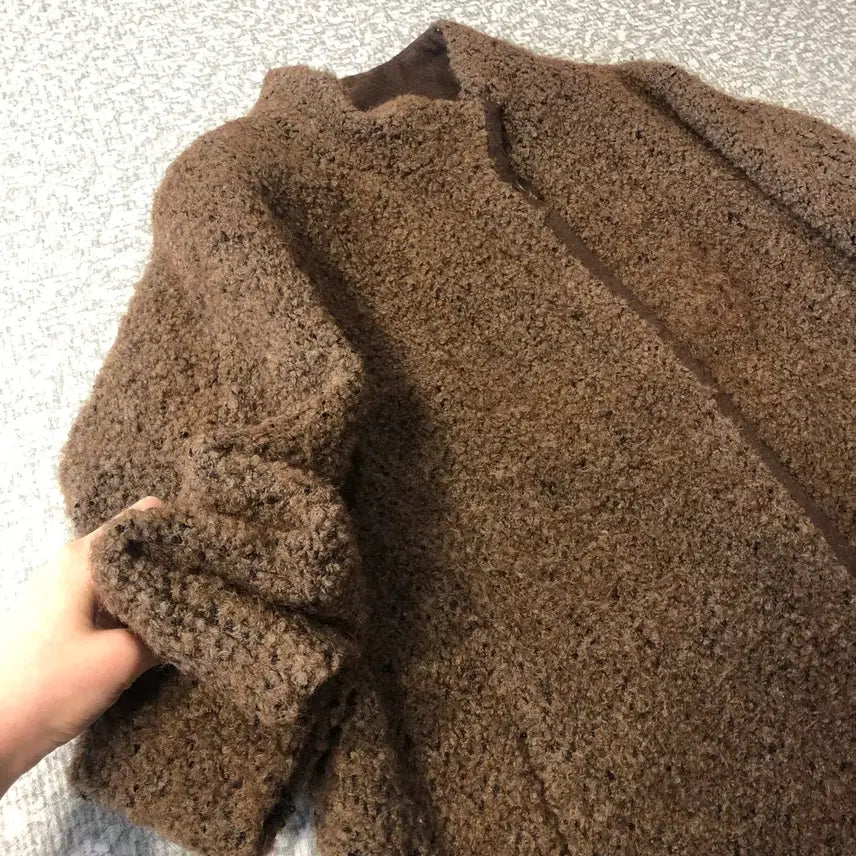 [BUNJANG] ISAE Alpaca Boucle Teddy Coat - Brown / 이새 ISAE 알파카 부클 초코맛 테디 코트 브라운 겨울 자연주의 쿠앤크