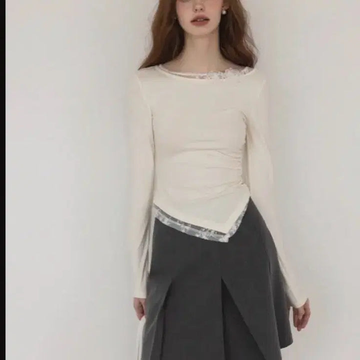 [BUNJANG] EGGKA Lace Layered Tee Apricot M / (새상품)EGGKA 레이스 레이어드 티 (apricot, M)