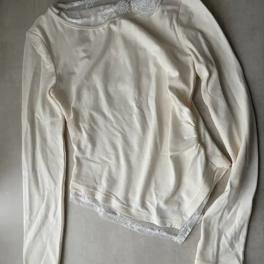 [BUNJANG] EGGKA Lace Layered Tee Apricot M / (새상품)EGGKA 레이스 레이어드 티 (apricot, M)