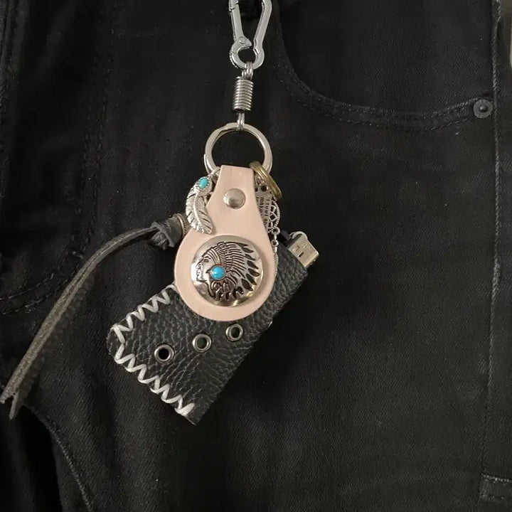 [BUNJANG] Indian Concho Punching Case Keyring / 인디언 콘초 펀칭 케이스 키링