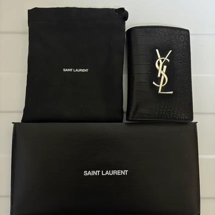 [BUNJANG] Saint Laurent Crocodile Organizer Full Package / [한정판] 생로랑 크로커다일 오거나이저 은장 블랙 풀박스