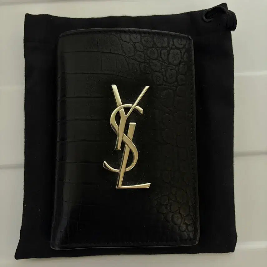 [BUNJANG] Saint Laurent Crocodile Organizer Full Package / [한정판] 생로랑 크로커다일 오거나이저 은장 블랙 풀박스