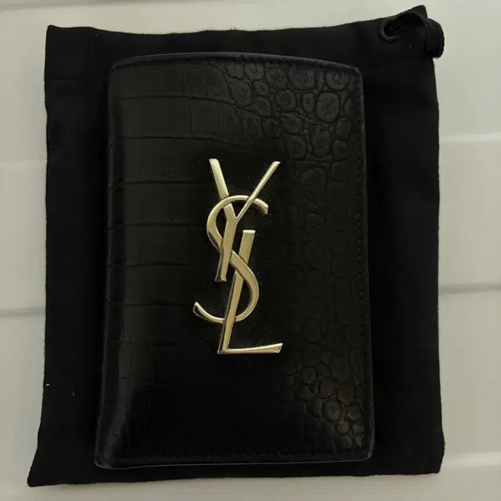 [BUNJANG] Saint Laurent Crocodile Organizer Full Package / [한정판] 생로랑 크로커다일 오거나이저 은장 블랙 풀박스