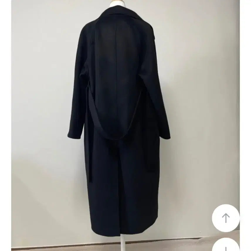 [BUNJANG] Handmade 100% Wool Black Belted Long Coat / 핸드메이드 울100  블랙 벨티드 롱 코트입니다