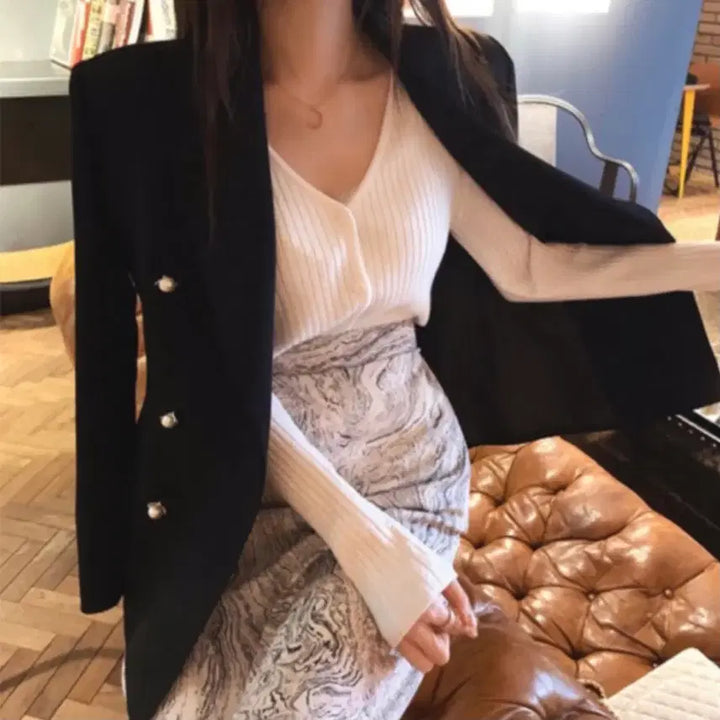 [BUNJANG] RoseFactory Stitch Jacket S Black Pearl Button / 로즈팩토리 스티치 자켓 S 진주 버튼 블랙 아네로즈 시에 로즈니 로아르
