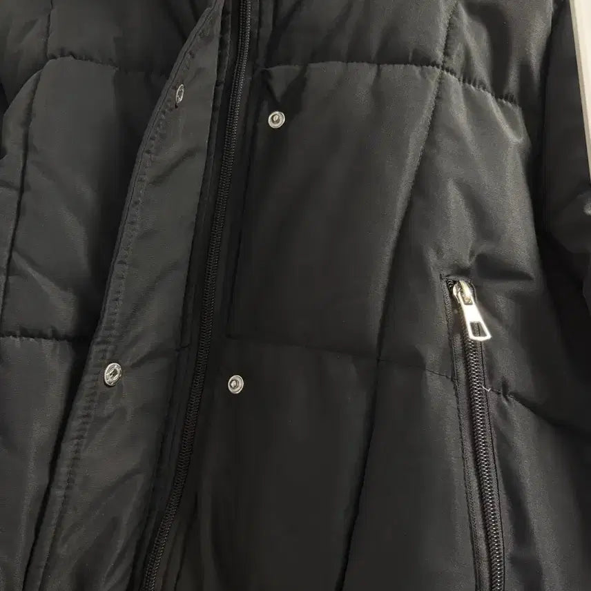 [BUNJANG] Black Fur Hooded Short Padded Jacket / 블랙 퍼 후드 숏패딩