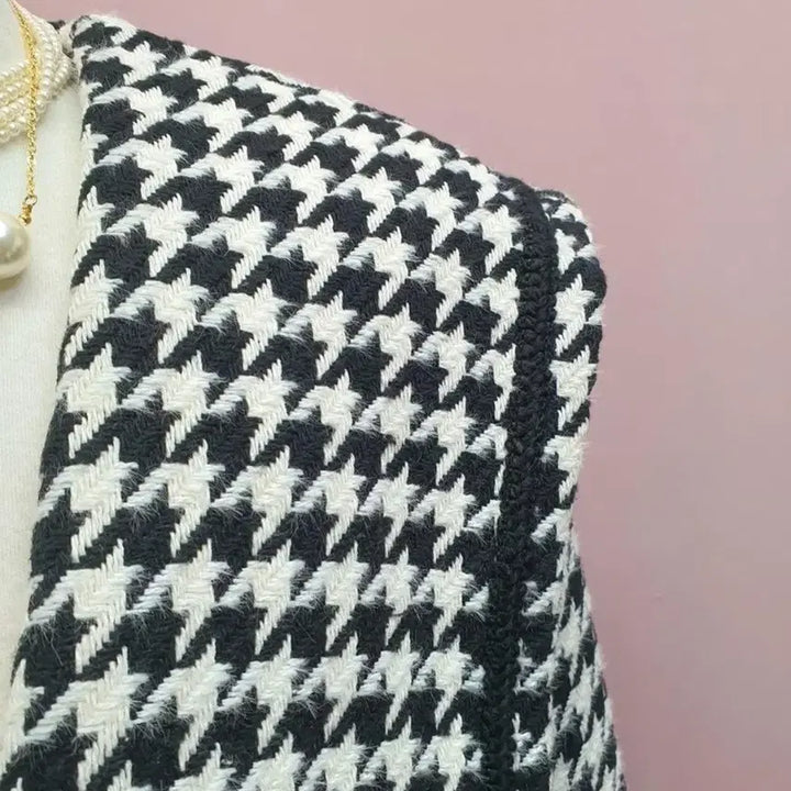 [BUNJANG] Houndstooth Sailor Collar Tweed Coat / 하운드투스 세일러카라 트위드 코트