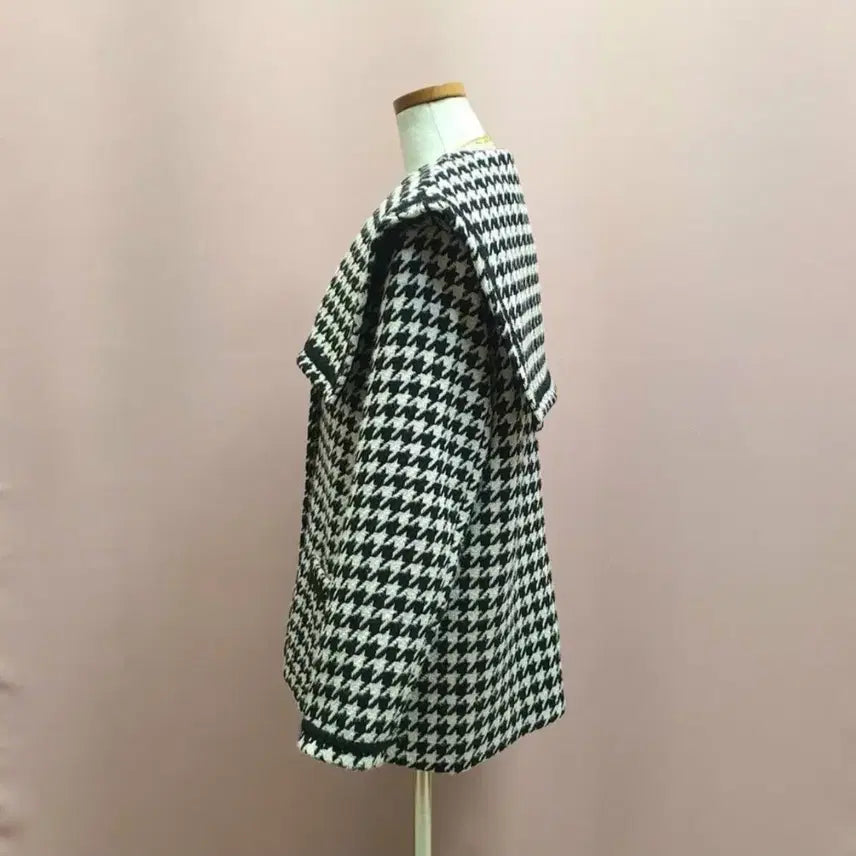 [BUNJANG] Houndstooth Sailor Collar Tweed Coat / 하운드투스 세일러카라 트위드 코트