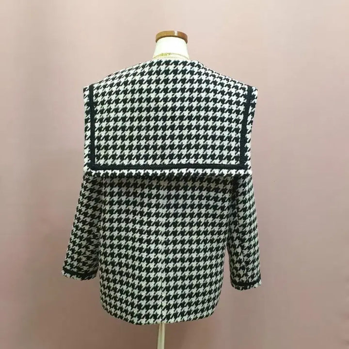 [BUNJANG] Houndstooth Sailor Collar Tweed Coat / 하운드투스 세일러카라 트위드 코트