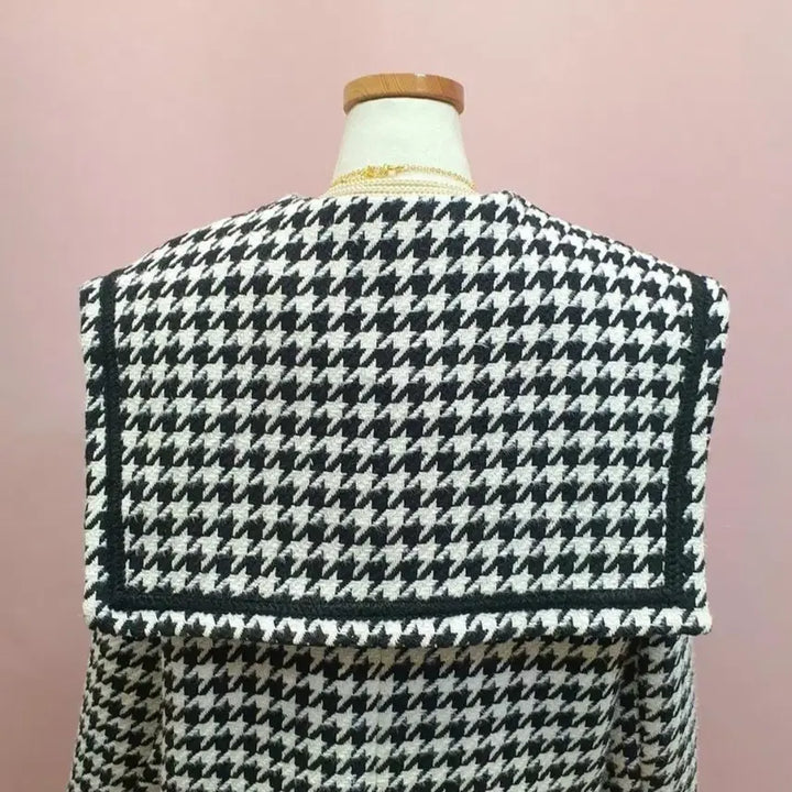 [BUNJANG] Houndstooth Sailor Collar Tweed Coat / 하운드투스 세일러카라 트위드 코트