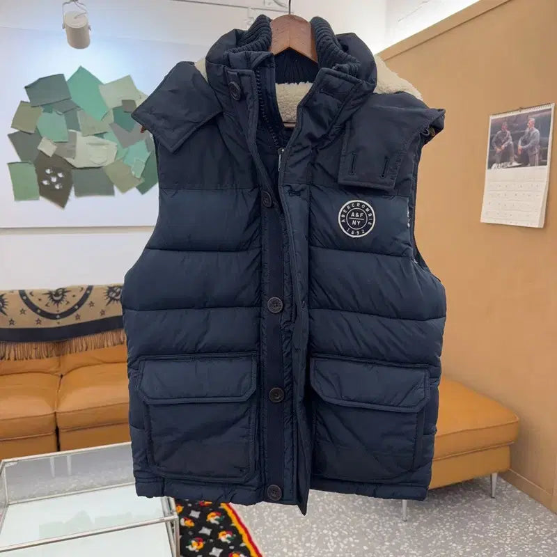 [BUNJANG] Abercrombie & Fitch C08366 Padded Vest / 아베크롬비 올드스쿨 모던캐주얼 양털 패딩 조끼 S C08366