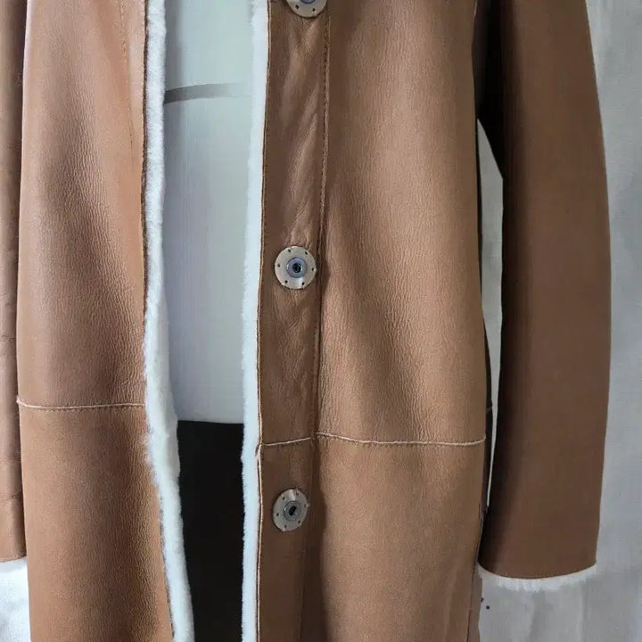 [BUNJANG] ROBO Brown Reversible Long Coat / (텍 있는 새상품) ROBO 무스탕 리버시블 롱 코트 브라운