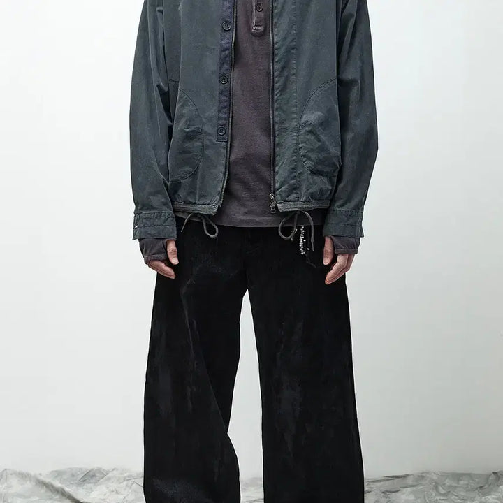 [BUNJANG] Hatching Room Regular Trouser Velvet Denim Black / 해칭룸  Regular Trouser Velvet Denim Black