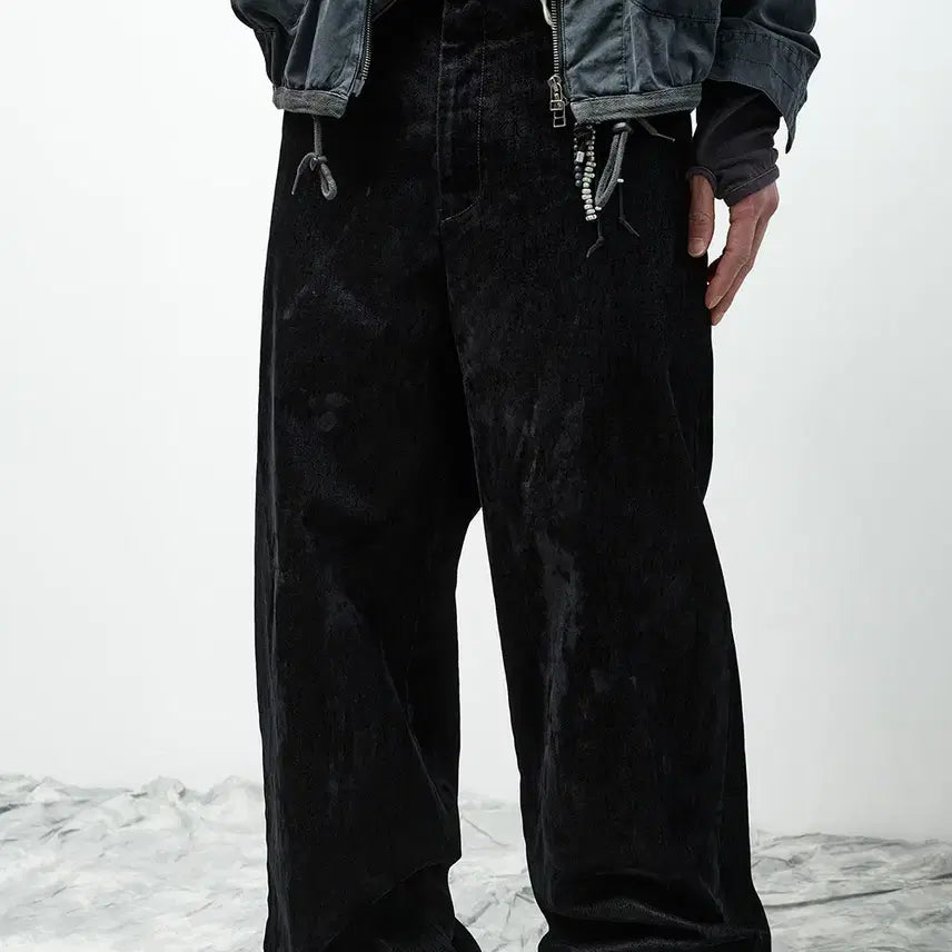 [BUNJANG] Hatching Room Regular Trouser Velvet Denim Black / 해칭룸  Regular Trouser Velvet Denim Black