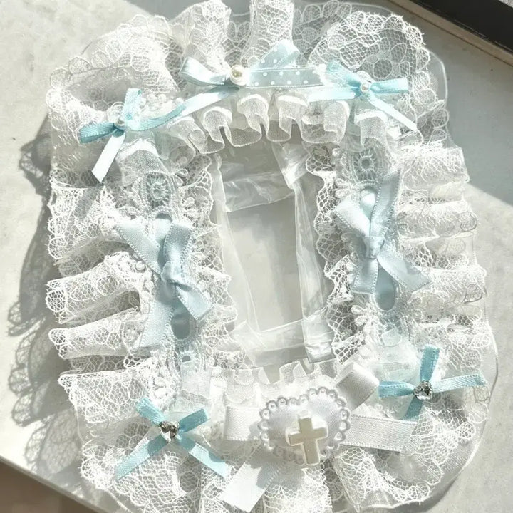 [BUNJANG] Handmade Blue Lace Toploader Photocard Holder / 블루 레이스 탑꾸 탑로더 꾸미기 핸드메이드 포카홀더