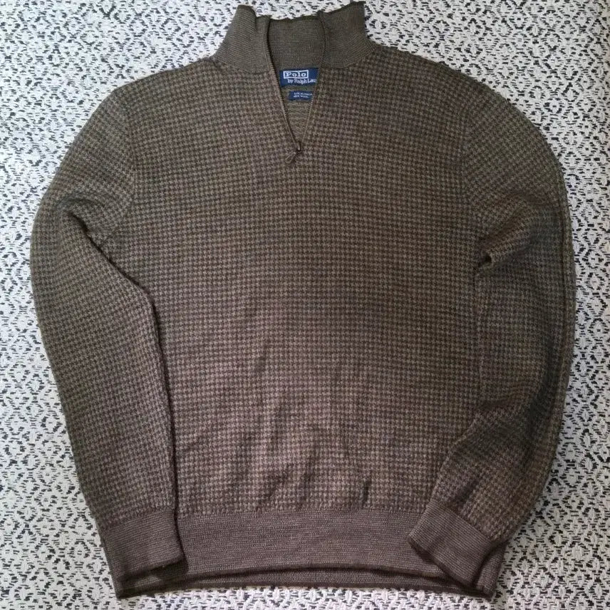 [BUNJANG] Polo Ralph Lauren Houndstooth Quarter Zip Knit Sweater L / 폴로 랄프로렌 하운드투스 쿼터 집업 니트 L