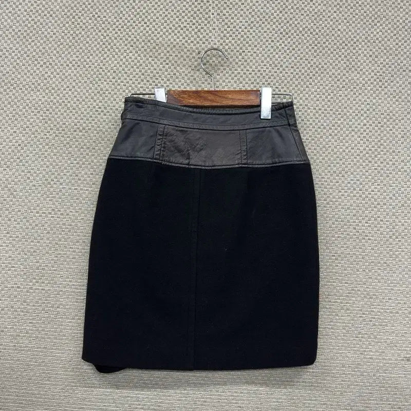 [BUNJANG] System Wool & Lambskin Mini Skirt / 시스템 울 양가죽 치마 미니스커트 64 M09570