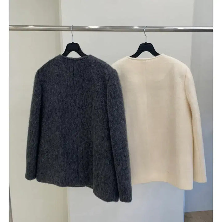 [BUNJANG] Ivory V-Neck Quilted Wool Jacket (New) / 아이보리 브이넥 누빔 울 자켓(새상품)