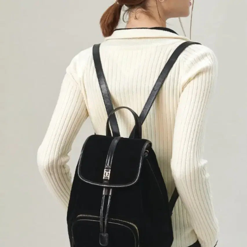 [BUNJANG] Polnya Classic Logo Velvet Backpack / 선물가능:) 30만원정가 폴뉴아 클래식로고 블랙백팩 -벨벳