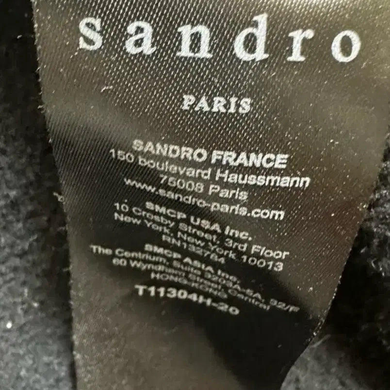 [BUNJANG] Sandro Black Velvet Embellished Fleece Hoodie / 산드로 블랙 벨벳 포인트 기모후드티