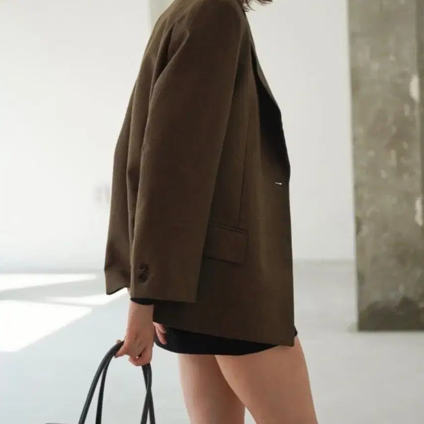 [BUNJANG] London Flat Single Lapel Jacket Khaki / 런던플랏 싱글 라펠 자켓 카키